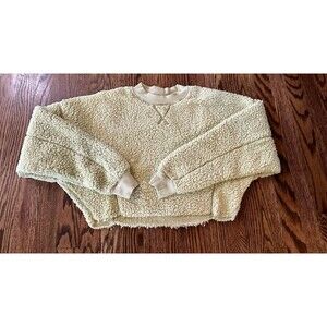 Out From Under Urban Outfitters Size XS Womens Crop Fleece Sweatshirt Lime Green